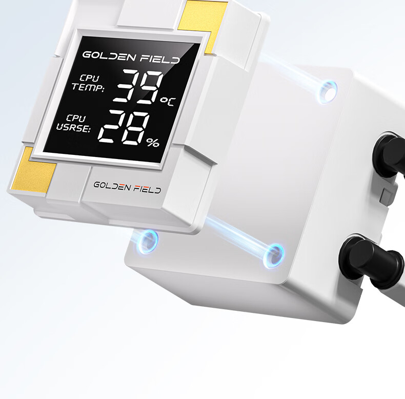 Golden Field AESTHETICS VISION LIQUID 360 White ARGB All-In Liquid Cooler, Four-Way Magnetic 2.4-Inch Magnetic Monitoring Screen / CEREM Solutio 1