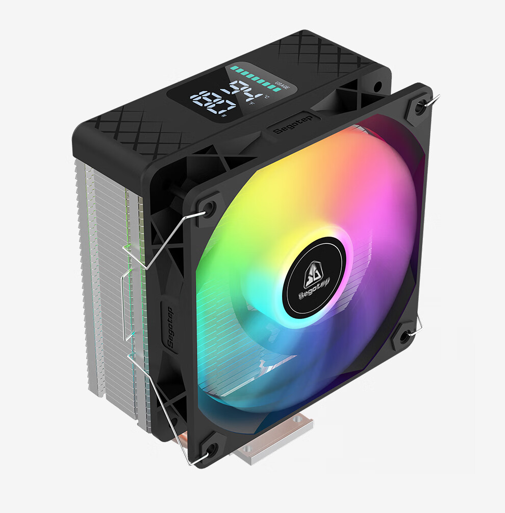Segotep Fengzhi 4 Digital Display with Screen Black Air-Cooled CPU Cooler (ARGB Motherboard Synchronized Lighting Effects / Supports AM4 AMD 5 Intel 1851 / 4 Copper Tubes / Temperature-Controlled Silent Fan) 2