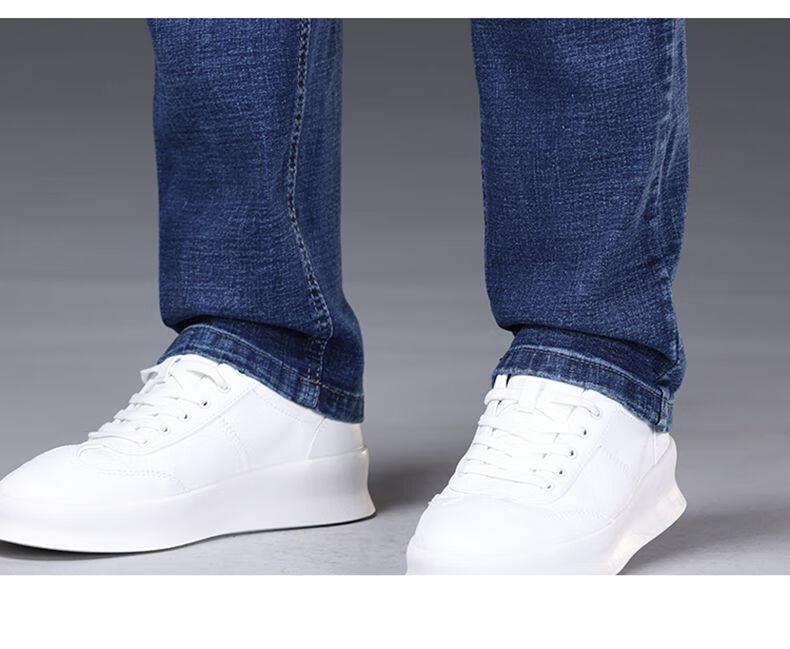 JEEP SPIRIT 2025 Autumn Business Casual Slim-Fit Stretch Versatile Straight-Leg Jeans for Men 866, Blue, Size 28 32