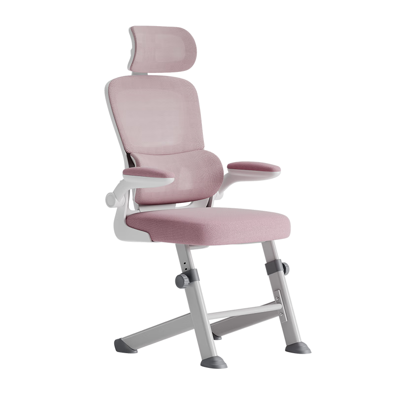 Deli KF268 Computer Chair, Study Chair, Student Writing Chair, Home Office Chair, Adjustable Height with Foldable Armrests (Pink)