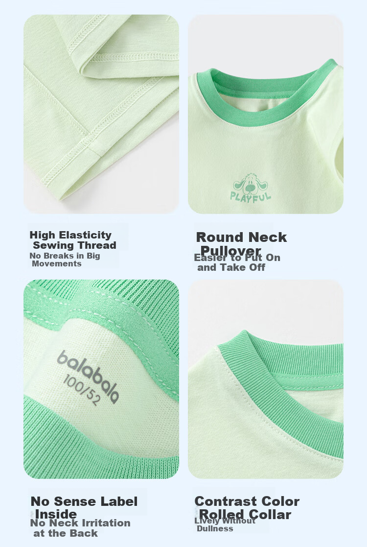 BALABALA Baby Vest Summer Sleeveless Short Sleeve Boys Girls Toddler Homewear Kids Underwear 208225169201 8