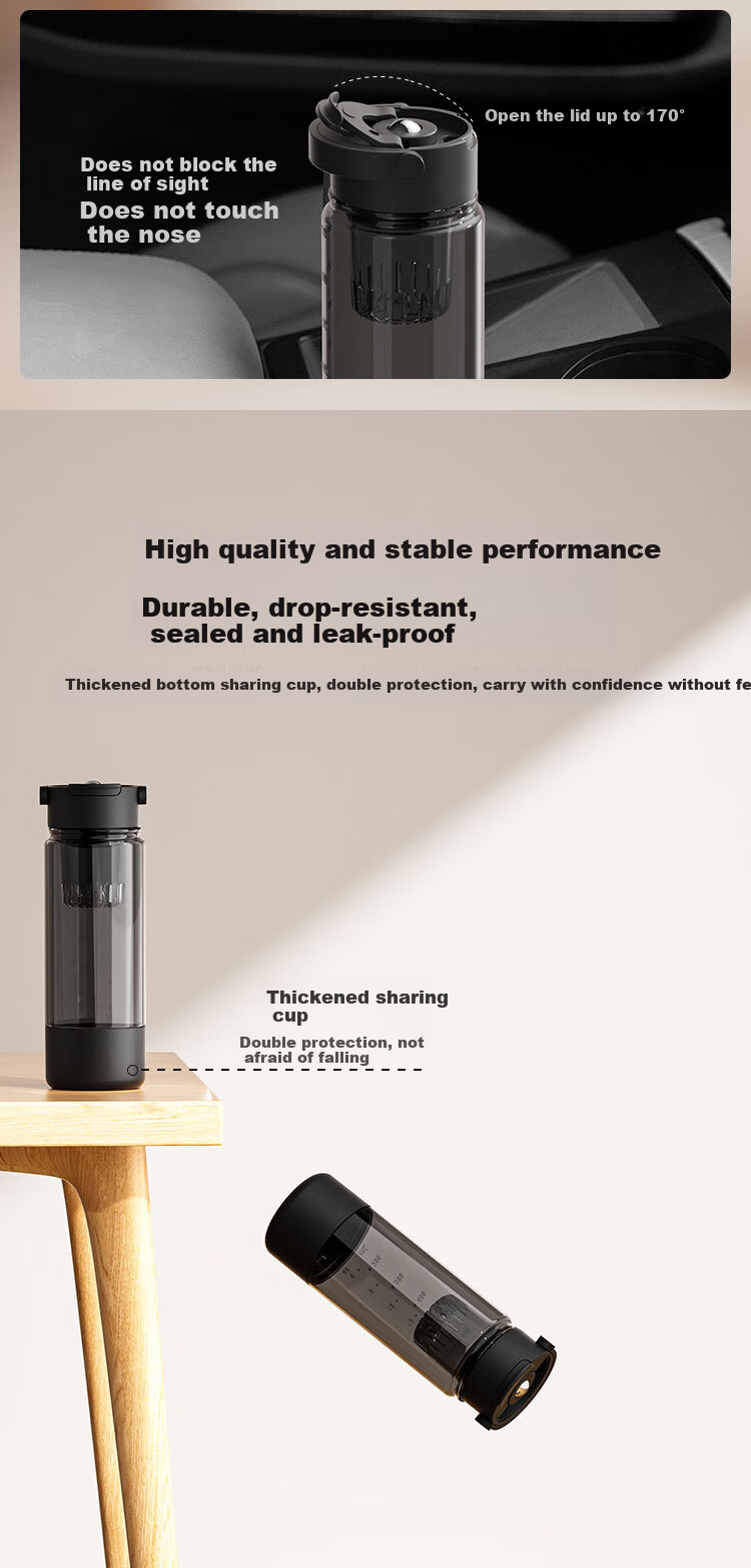 JD Original Magnetic Tea Infuser Cup, Magnetic Tea Compartment, Tritan Plastic Water Separation Sports Cup, Energetic Black 550mL 12