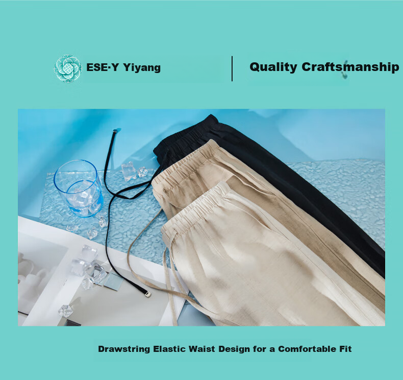 ESE-Y Ice Linen Wide-Leg Pants for Women, New Summer 2025 Style, Linen Light-Weighted Outfit, Yamamoto White Straight-Leg Pants, Beige, Size 30 14