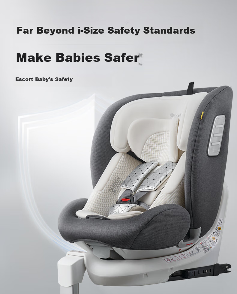 Innokids Child Safety Car Seat for Ages 0-12, Intelligent Ventilation, Heating, 360° Rotation, I-Size Certified IK18, Misty Gray 26