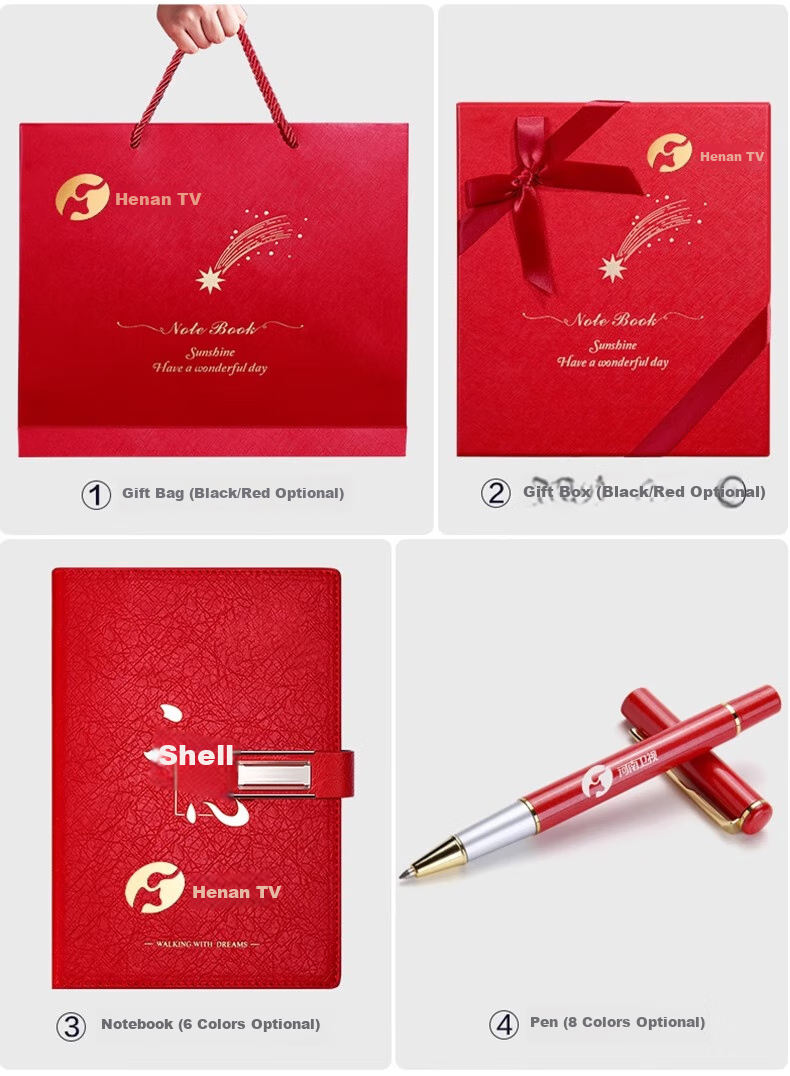 SHENGCHI Office Business Notebook, Stylish First-Heart Journal, Meeting Record Book, Customizable Company Logo Stationery, Gift, Single Book, Lucky Red 8