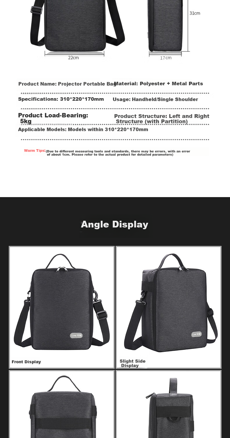 CINE Projector Portable Bag Storage Handheld Shoulder Crossbody Backpack Suitable for Epson, BenQ, Sony, Panasonic, Acer, Optoma Commercial And Home Use Projectors Dust-Proof Bag B5504 7