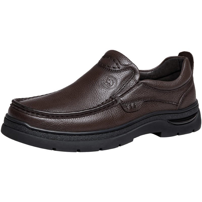 CAMEL Leather Shoes for Men, Soft Cowhide Business Casual Commuter Shoes, Comfortable Dad Shoes, P15A211016, Brown, Size 44