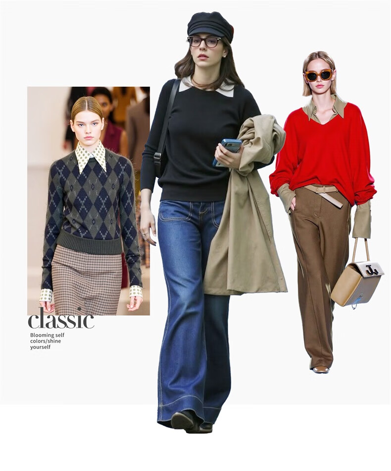 Navigare Italian Small Sailboat 25th Anniversary New Knitwear Women Loose Sweater Denim Patchwork Wool Sweater 2334015502 4
