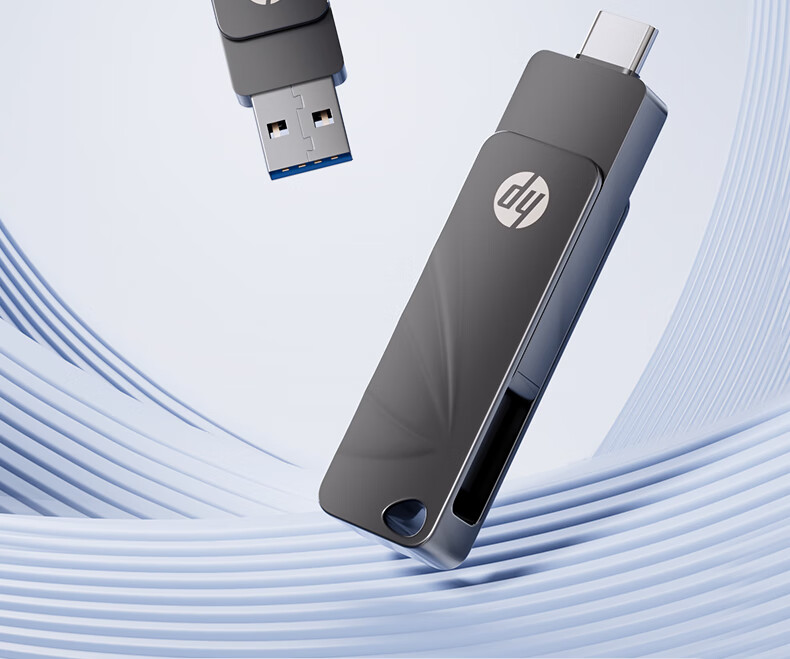 HP 64GB Type-C USB3.2 Dual-Interface Metal Rotating Flash Drive 762C, Read Speed up to 260MB/s, Gold-Grade SSD Flash Drive, Compatible with Phones And Computers 1