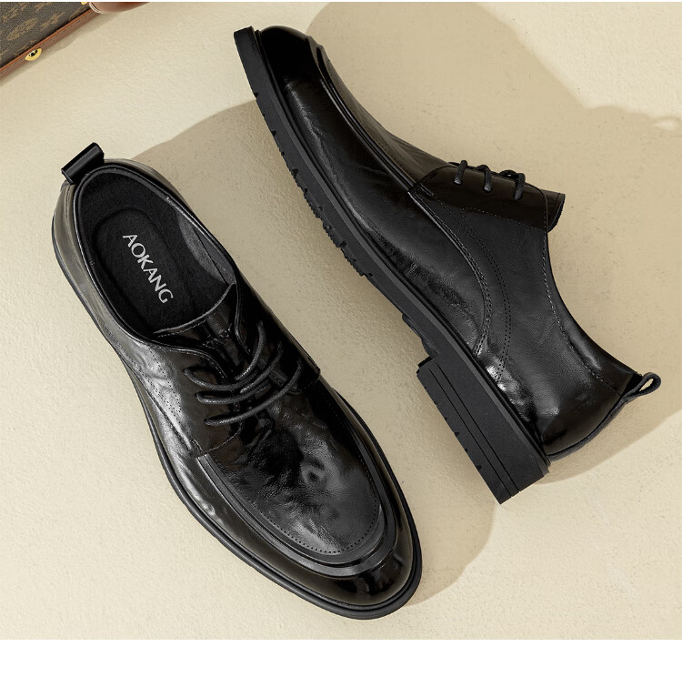 Aokang Men's Shoes, 2025 New Spring And Autumn Men's Business Casual Leather Shoes, British Formal Derby Shoes, Soft-Soled Work Leather Shoes MT 5