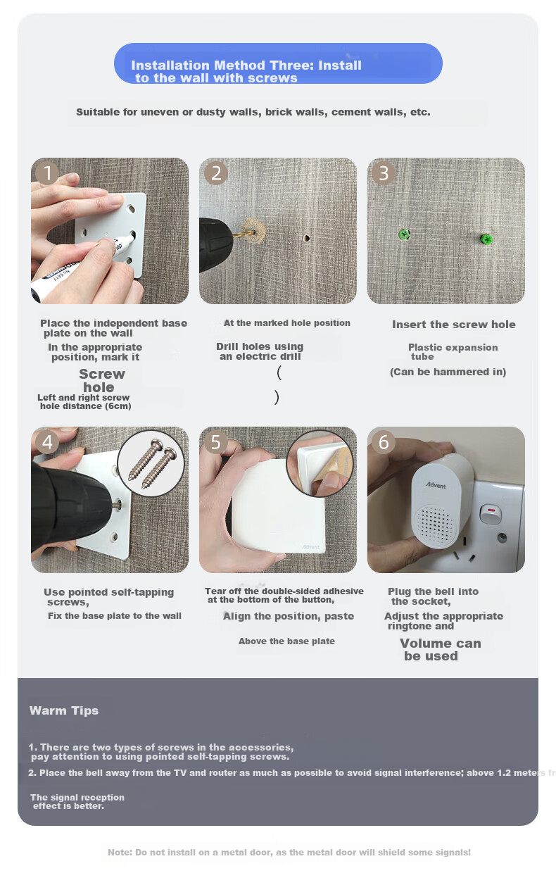 Advent FH861-GREY Transmitter, Wireless Doorbell with Self-Charging Battery And Individual Button (Cannot Be Used Separately) 6