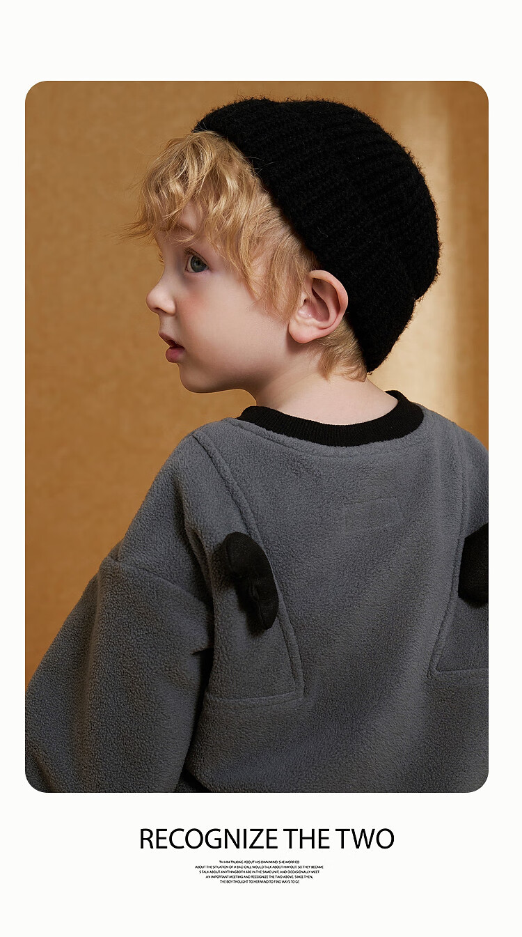 ASK JUNIOR Boys' Sweatshirt 25 Autumn New Comfortable Fleece Small Wings Baby Drop Shoulder Sweatshirt 5