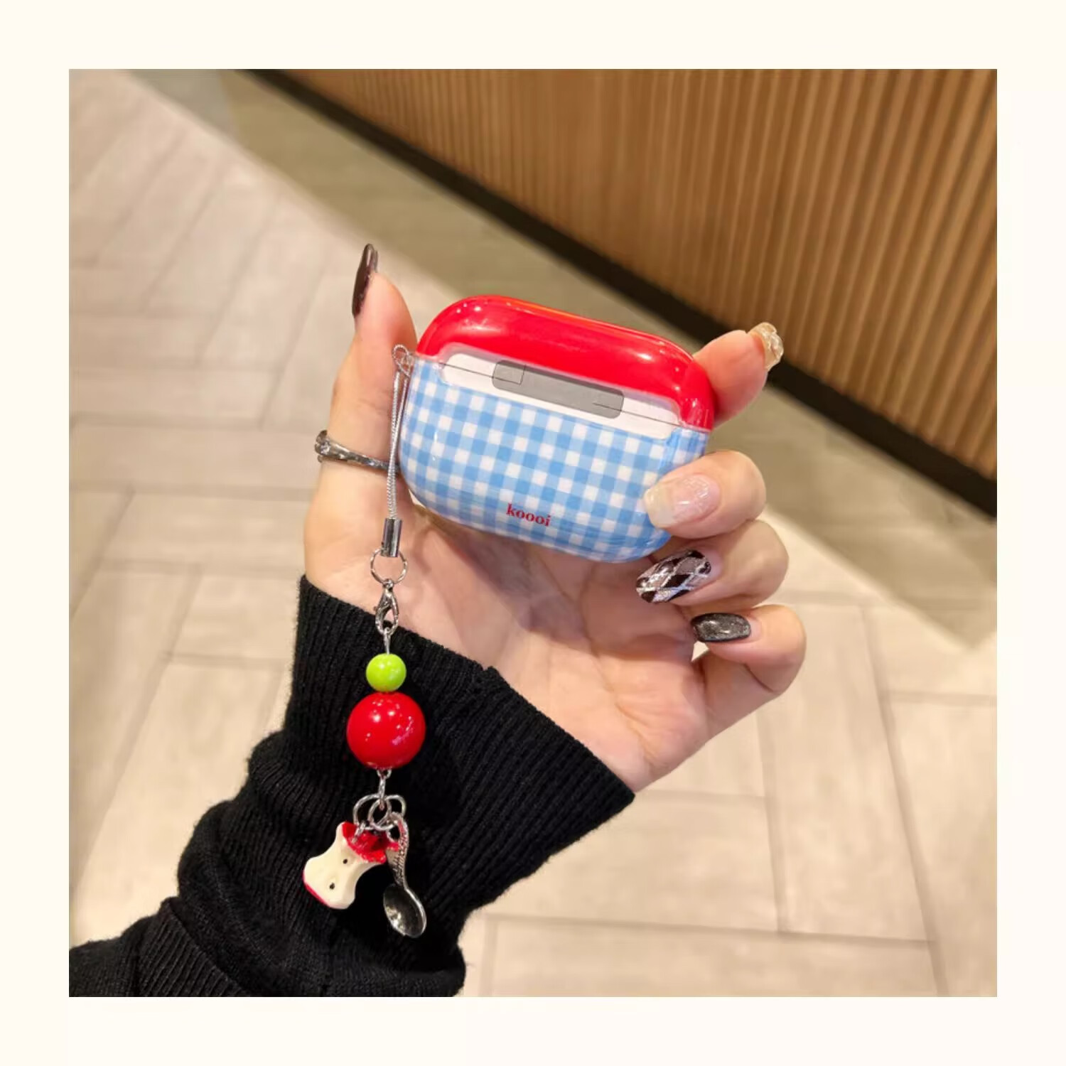 Beiyipin Ins Blue Plaid 3D APPLE Case for AirPods Pro 1st, 2nd, And 3rd Generation Bluetooth Earphones, Protective Cover 5