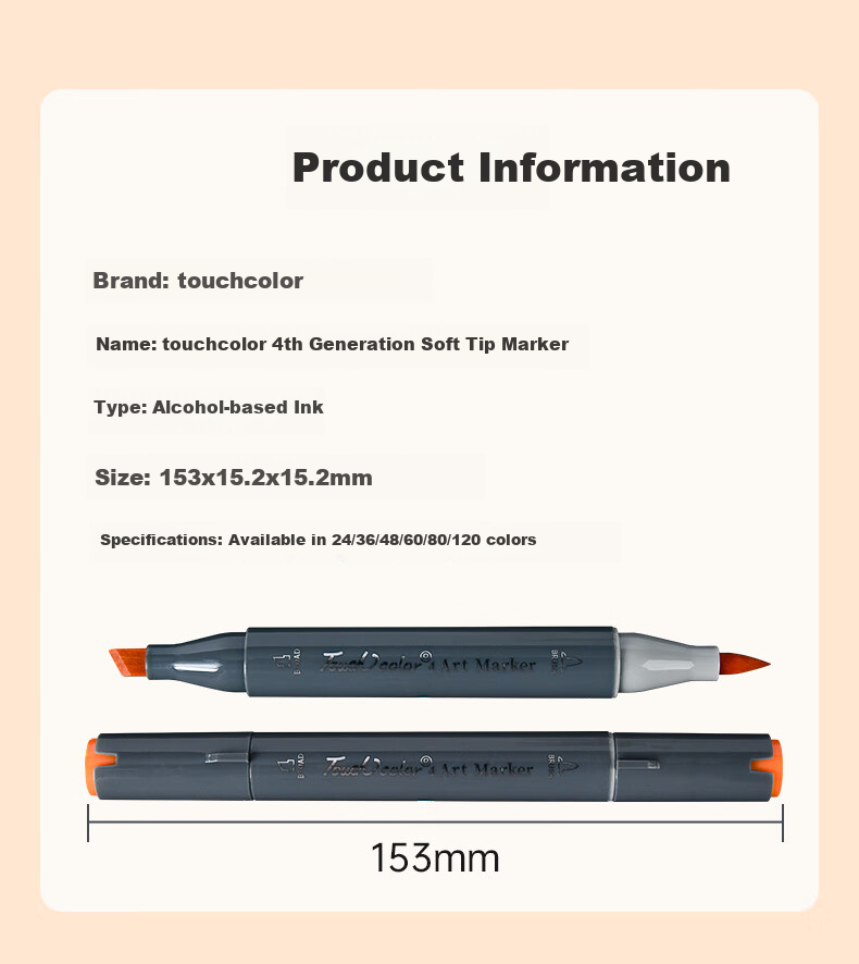 Touchcolor 4th Generation Dual-Tip Markers, Soft And Hard Tips, Oil-Based Watercolor Pens for Students And Art Majors, Anime Drawing Pens, Quick-Drying Highlighters, 120 Colors, Children's Colorful Holiday Gift 11