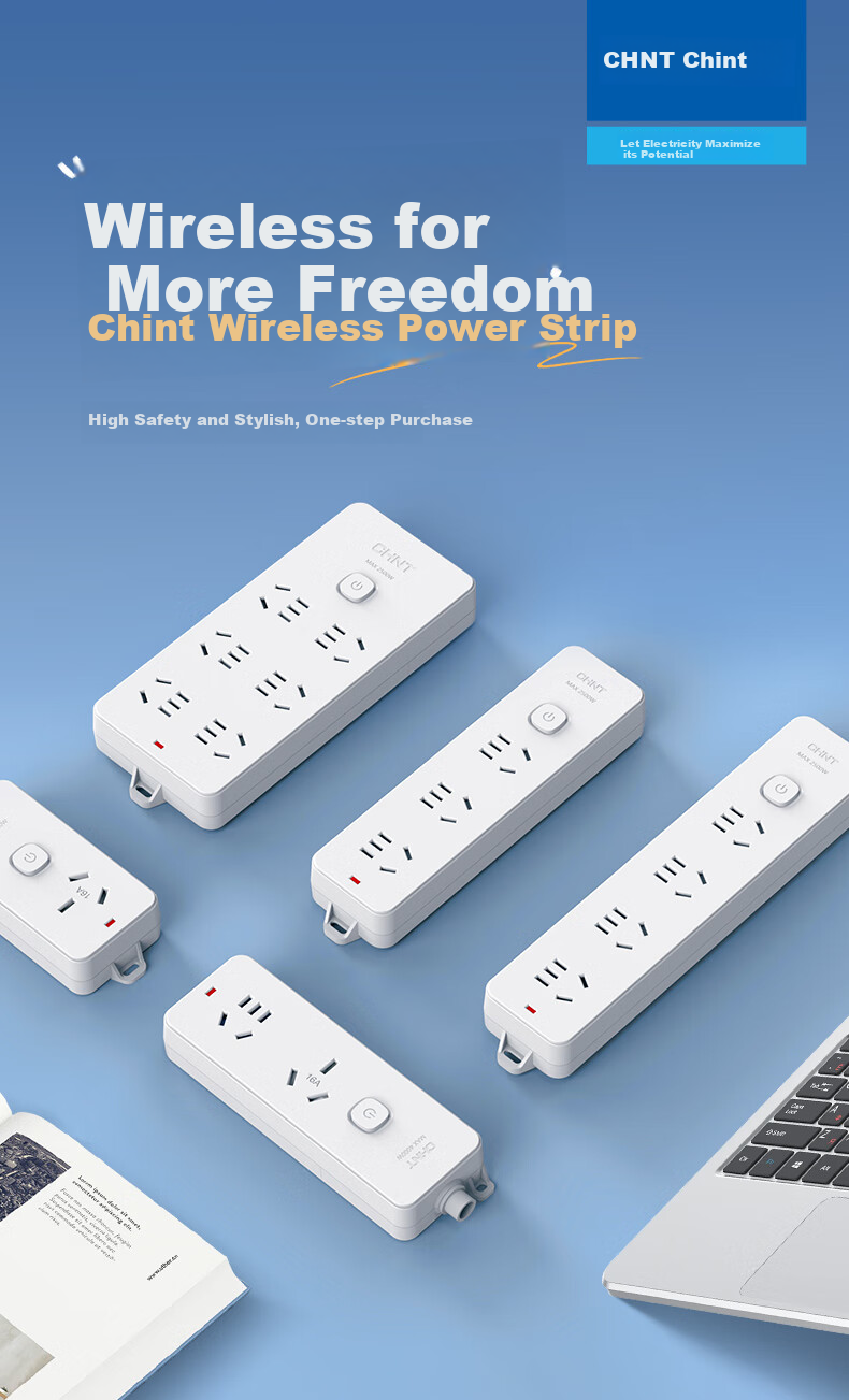 CHNT Socket/power Strip/outlet Strip/power Bar/extension Cord, 6 Outlets with Master Switch, Wireless, No Cord 2