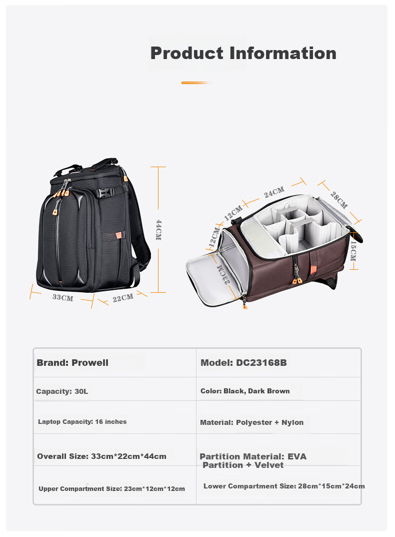 Pulewei DSLR Camera Bag, Backpack Photography Bag, Digital Canvas Outdoor Waterproof Travel Backpack 14