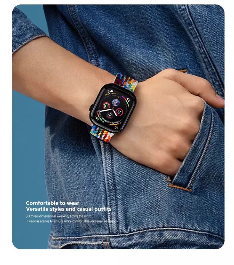 Belt Brother Nylon Strap for Apple Watch S10 Woven Band iWatch S9/8/7/11/6/SE2/1/3 Nylon Loop Sports Strap for Women Plum Color 12