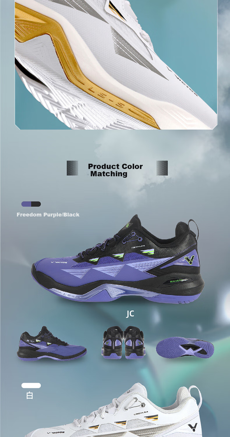VICTOR Badminton Shoes, Non-Slip And Shock-Absorbing Protection, C90NL White New Model, High-End Competition Shoes, White, Size 40 7