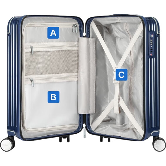 Чемодан American Tourister 24 дюйма, синий, с кодовым замком TSA
