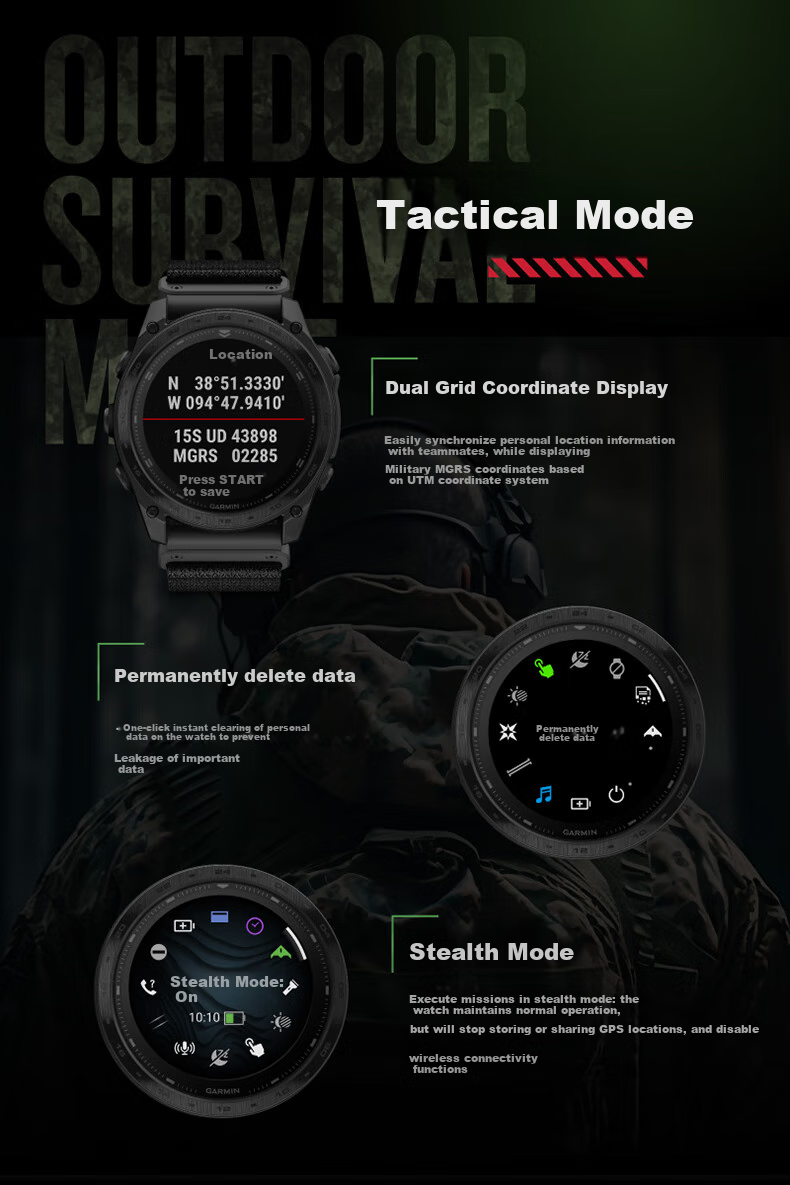 GARMIN Tactix8 Standard 47mm Color Display ECG Heart Rate Tactical Outdoor Sports Watch 4