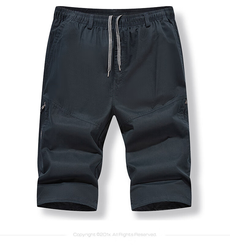 ROMON Summer Men's Pure Cotton Seven-Point Casual Breathable Drawstring Solid Color Simple Youth Workwear Beach Shorts 10