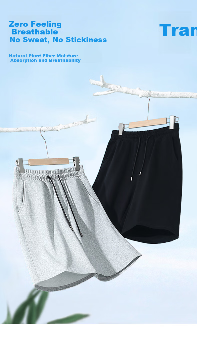 Baleno Cotton Sports Shorts for Men, Summer Loose Breathable Home Casual Thin Shorts for Outdoor Wear, Student Gray Mid-Length Shorts 6