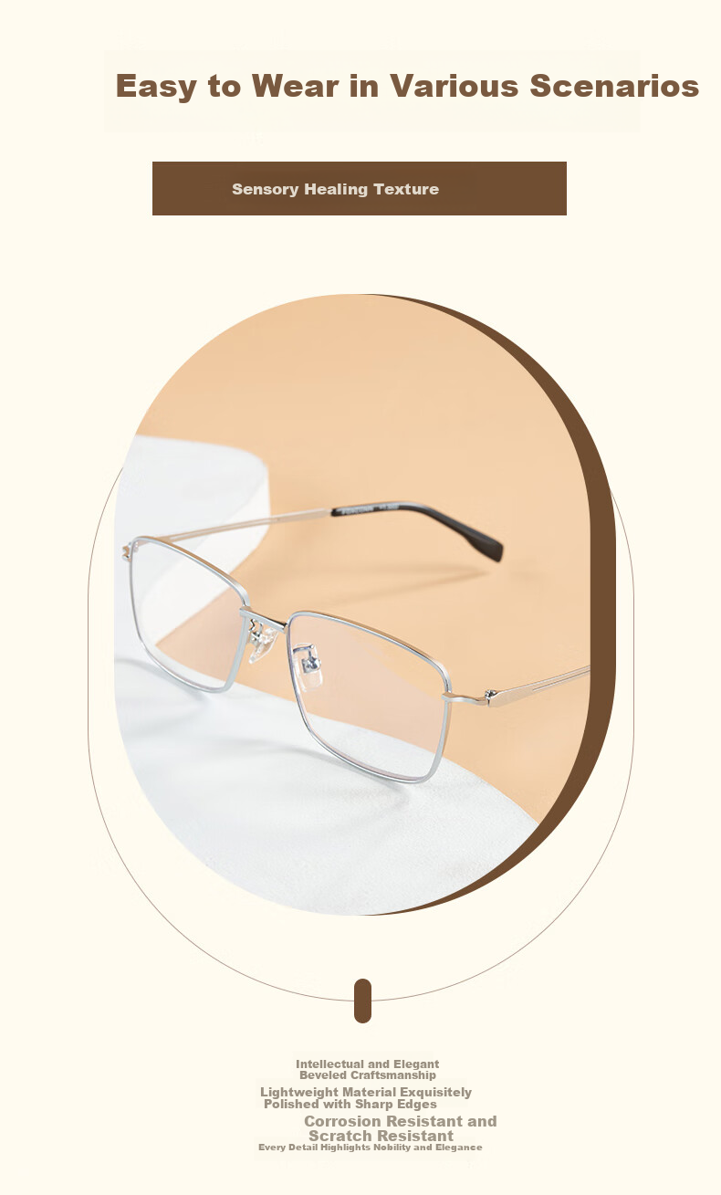 Fushikang Reading Glasses for Men, High Definition Anti-Blue Light Business Fashion Imported High-End Presbyopic Glasses LG007 +350 8