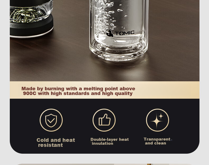 TOMIC Tea Infuser Mug, Antibacterial Double-Layer Glass Cup for Men, Titanium Tea Separator Cup, Customizable for Group Purchase 7