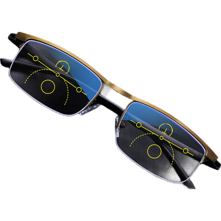 LESCA LUNETIER German Technology Automatic Zoom Reading Glasses for Men And Women, Smart Bifocal Imported Anti-Blue Light Semi-Rimless Glasses for Elderly