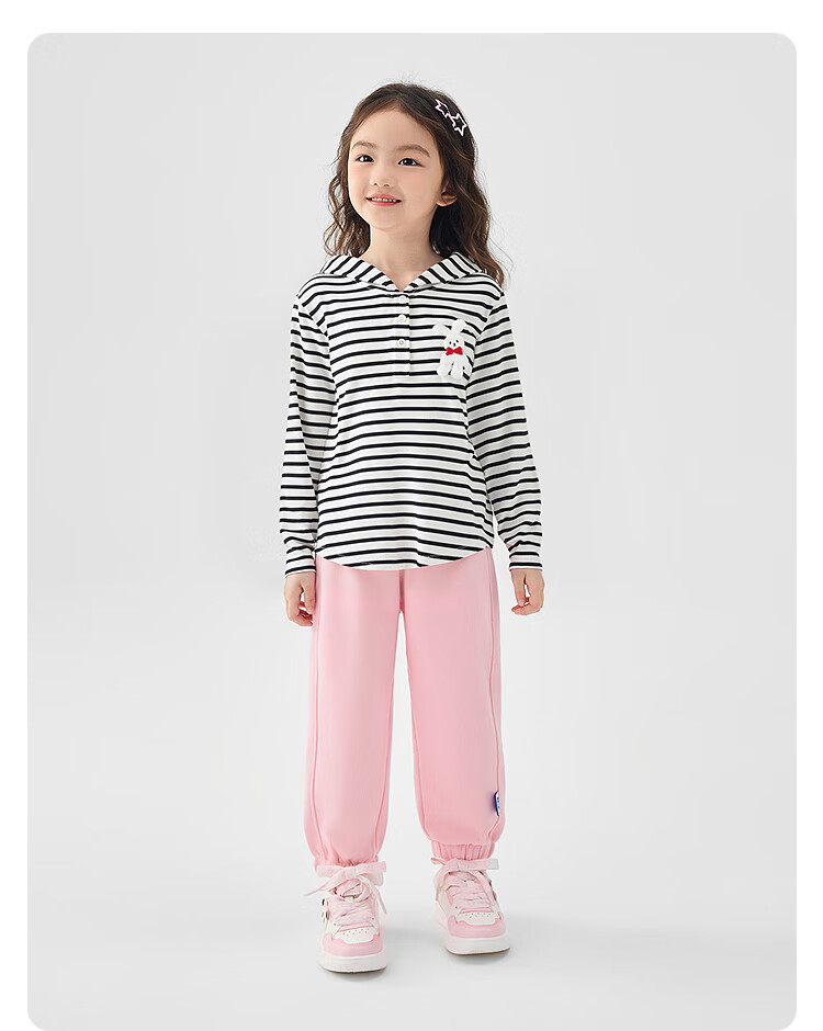 BALABALA BalaOne Girls' Long-Sleeve T-Shirt, Children's Autumn Striped Casual Top, 208325100008 11