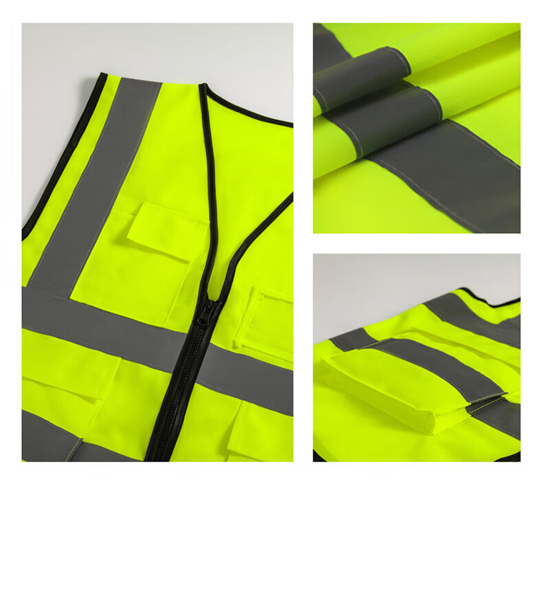 Haosikepu Reflective Vest Construction Warehouse Typhoon Warning Breathable High-Visibility Safety Vest [Same/Next Day Delivery] Red Multi-Pocket Zipper 2