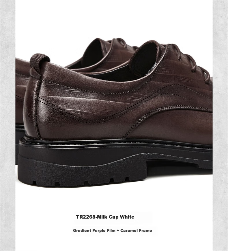 Yierkang Men's Shoes, Fashionable Business Casual Shoes, Chunky Retro Wedding Derby Shoes, 55526W, Brown, Size 40 8