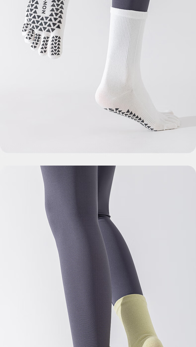 Ziyouxi Women's Yoga Socks 2 Pairs Mid-Calf Non-Slip Pilates Five-Toe Sports Dance Fitness Summer 6