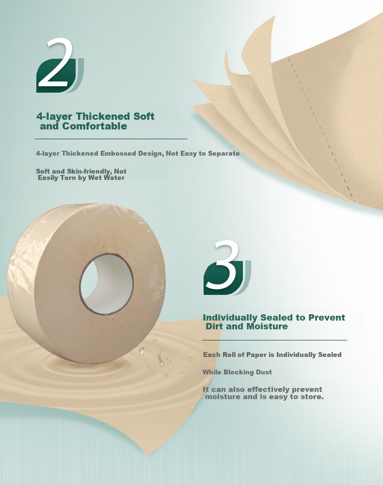 Zhiyue Large Roll Toilet Paper, 4-Ply, 600g*12 Rolls, Bamboo Pulp, Commercial Use, Large Core Roll Paper, Tissue Paper, Whole Box 7