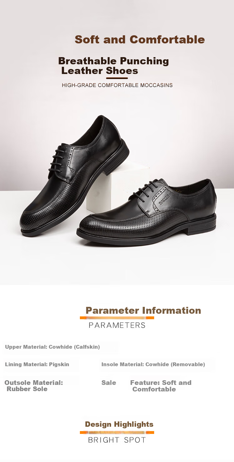 SATCHI Men's Shoes, Summer Leather Shoes, Hollow Breathable Men's Leather Shoes, Formal Leather Shoes for Men, 402343283Z, Black, Size 41 1