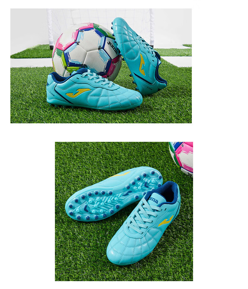 JOMA Kids Soccer Shoes MG Short Studs 2025 New Professional Football Match Training Shoes Light Blue/Dark Blue Size 39 2