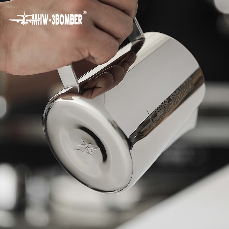 MHW-3BOMBER Latte Art Machine, Classic Milk Frother Cup with Pointed Spout, Latte Art Tool, Stainless Steel Mirror Finish Milk Frothing Pitcher