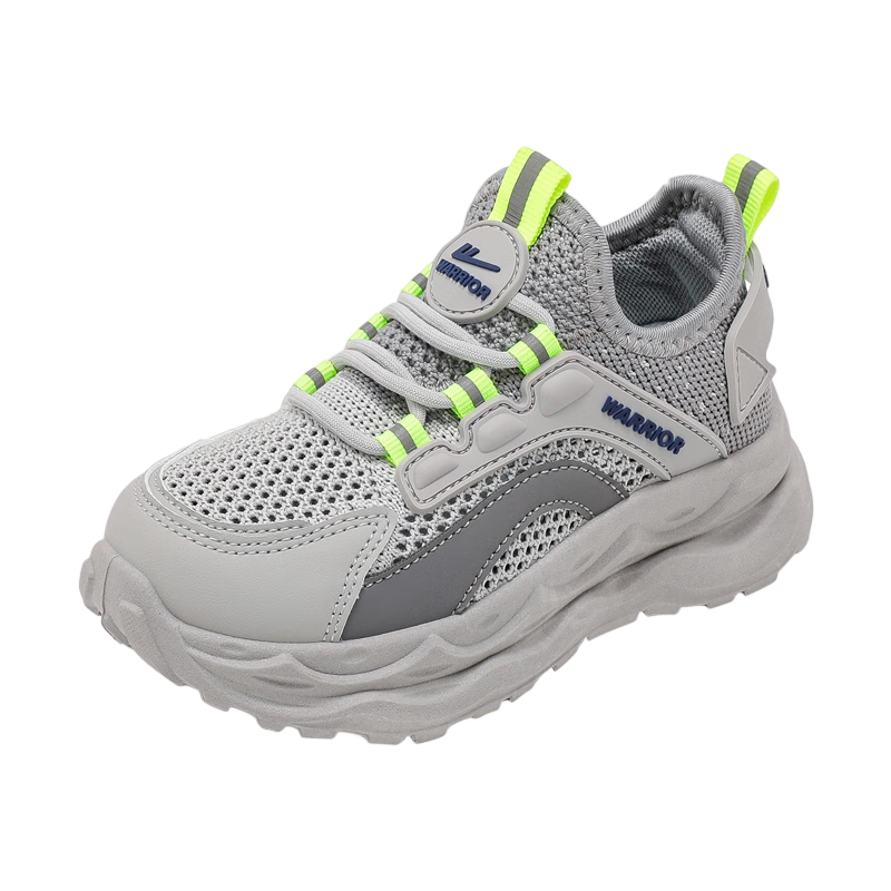 Warrior Kids Mesh Casual Shoes Boys Sports Shoes Breathable Children's Shoes WZCL1434 Gray (Single Mesh) Size 35