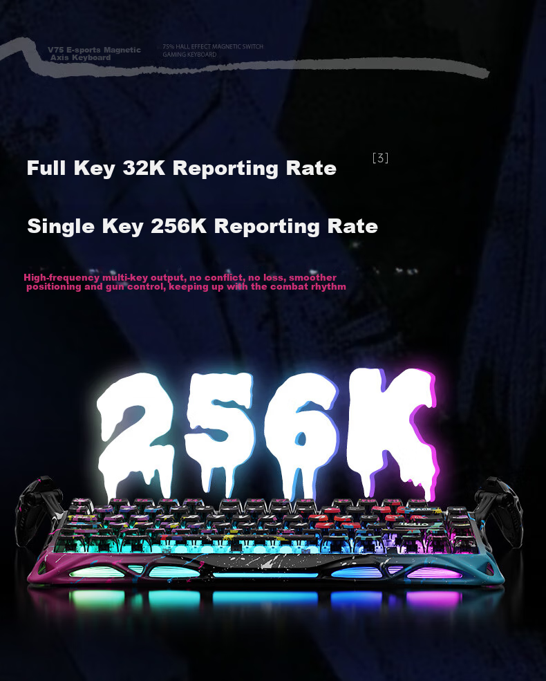 GravaStar W75 Magnetic Switch Keyboard, E-Sports Gaming Mechanical Keyboard, Customizable Wired Single-Mode Aluminum Block Keyboard for VALORANT, W75 PRO Neon District 8