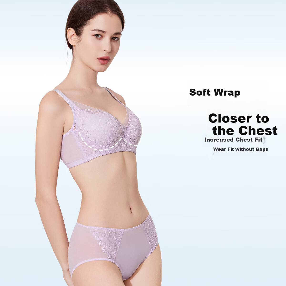 Ordifen 26 New Women's Underwear, Lightweight, Slimming, Perforated Cups, Breathable, Soft Wireless, Seamless, Low-Collar Bra Set XB4206