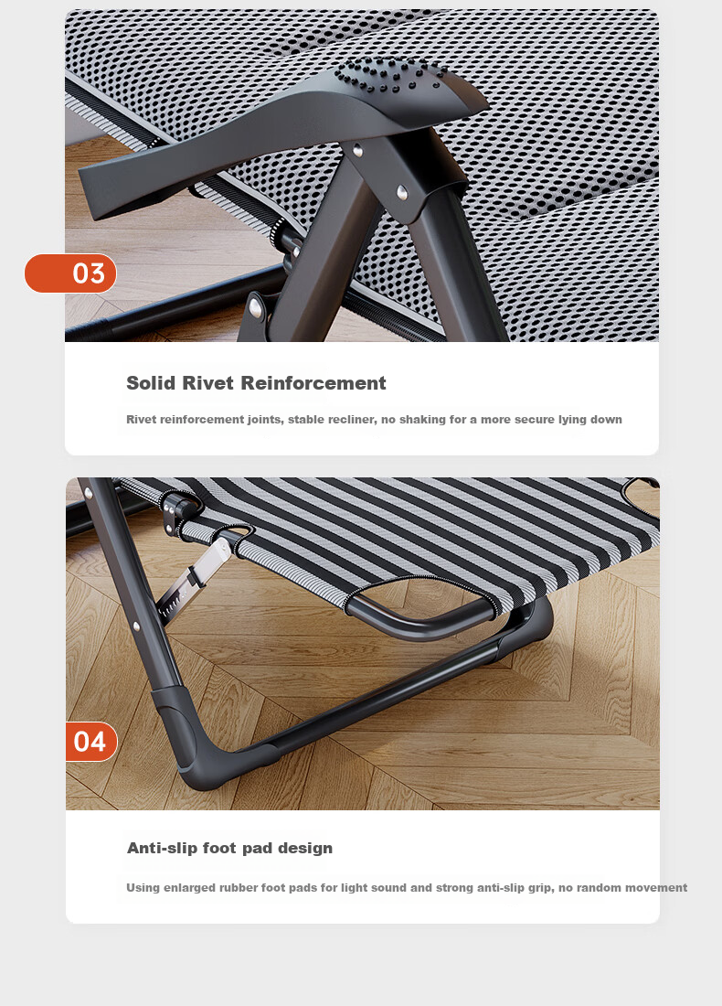 Nanjiren Folding Bed Lounge Chair, Single Bed, Office Nap Chair, Accompanying Care, 13-Level Adjustable Recliner 11