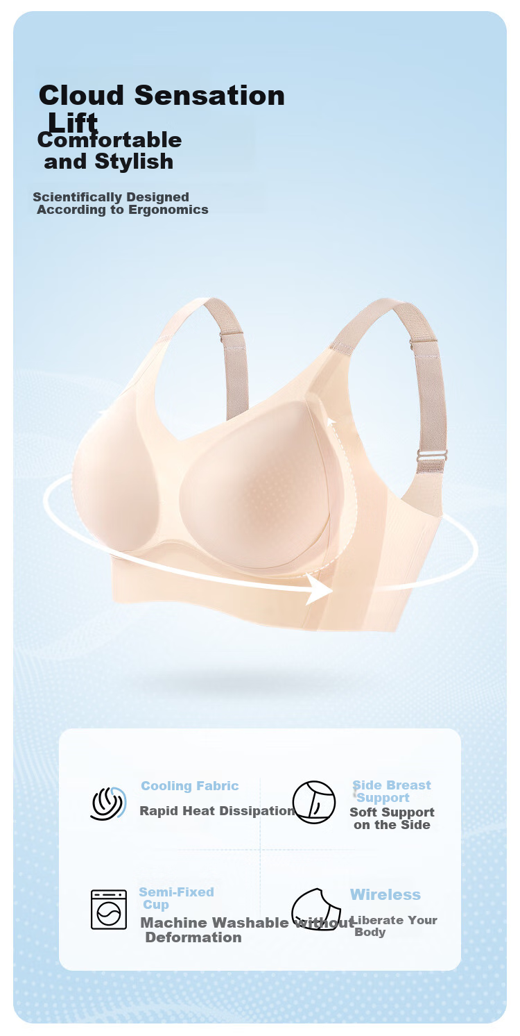 GRACEWELL Spring And Summer Ultra-Thin Cool Breathable Push-Up Bra for Women, Lift And Support, Anti-Sagging, Amino Acid, Seamless Brassiere 2