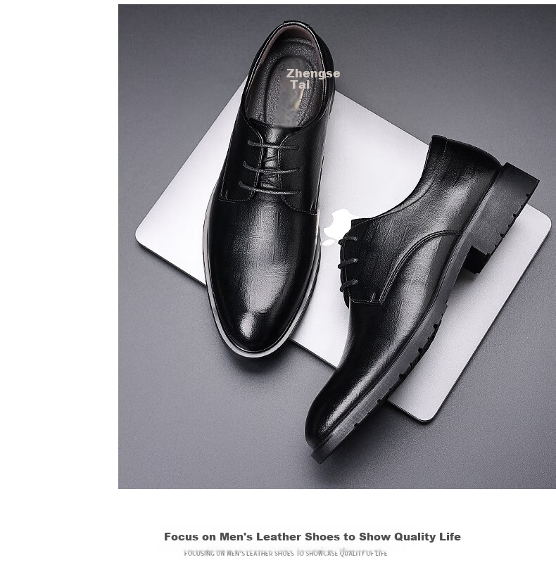 Zhengtai British Men's Leather Shoes, Business Formal Dress Shoes for Men, Breathable Soft Leather, Wear-Resistant Men's Shoes, Summer JZ0208, Black Hollow Design, Size 43 7
