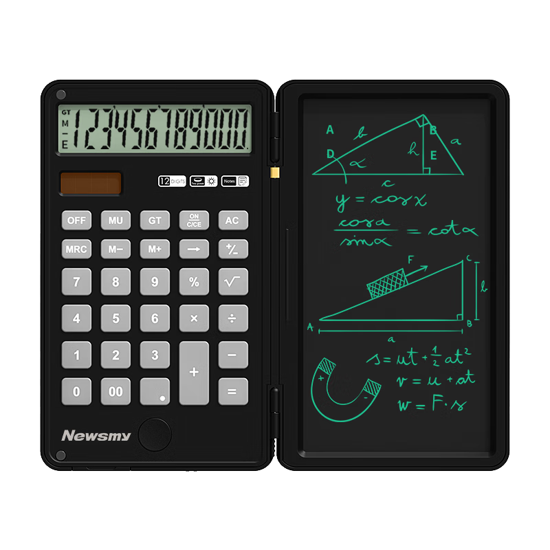 Newsmy Multifunctional Dual Power Folding Calculator LCD Electronic Writing Pad for Office, Business, Accounting, Finance, Smart Drawing Board for Primary, Middle And High School Students' Exams And Drawing