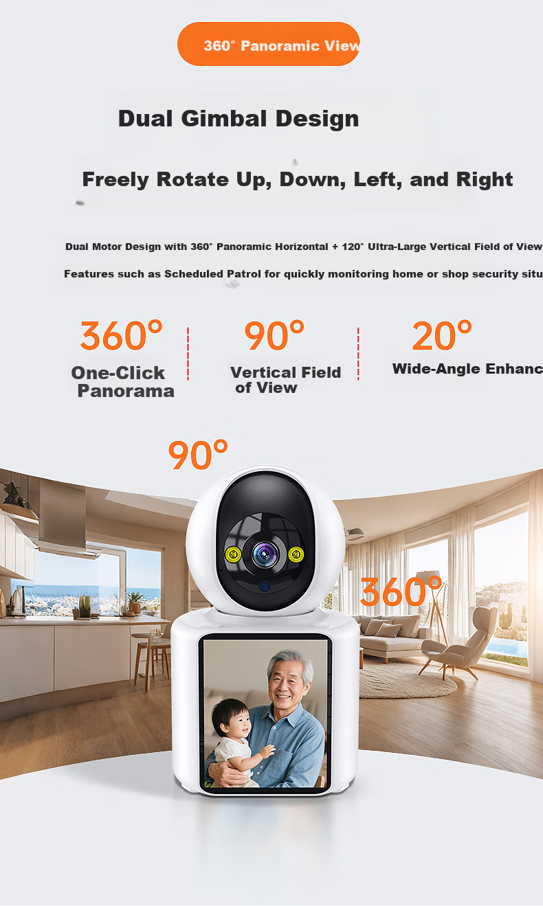 Newmine Wireless AI Camera for Home Indoor Use, High-Definition 8MP Dual-Way Video Call with Mobile Remote Monitoring, 360-Degree Coverage, Night Vision, Panoramic View, And Voice Control 3