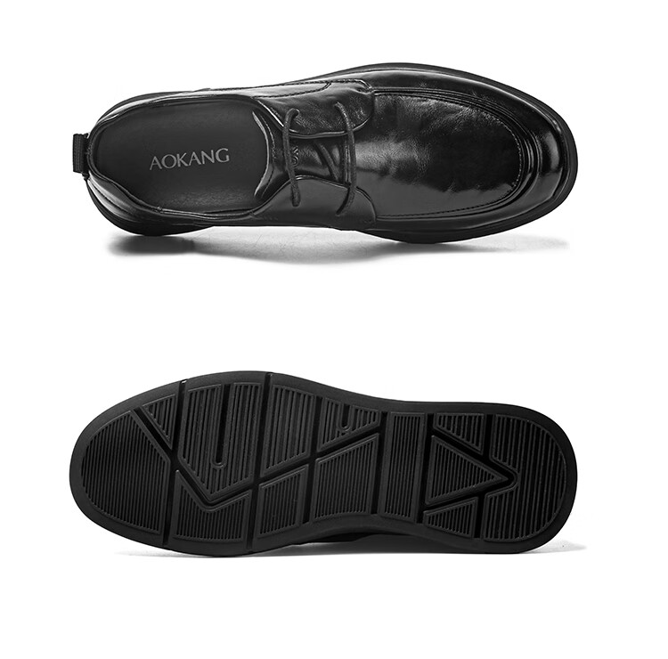 Aokang Men's Spring Autumn New Casual Leather Shoes Soft Sole Comfortable Dad Shoes Commuting Single Shoes Men's Work Leather Shoes MT 9