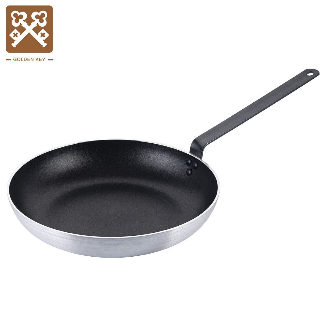GOLDEN KEY 30cm Non-Stick Flat Frying Pan Commercial Chef Grade Large Double Bottom Aluminum Skillet GK-JP300