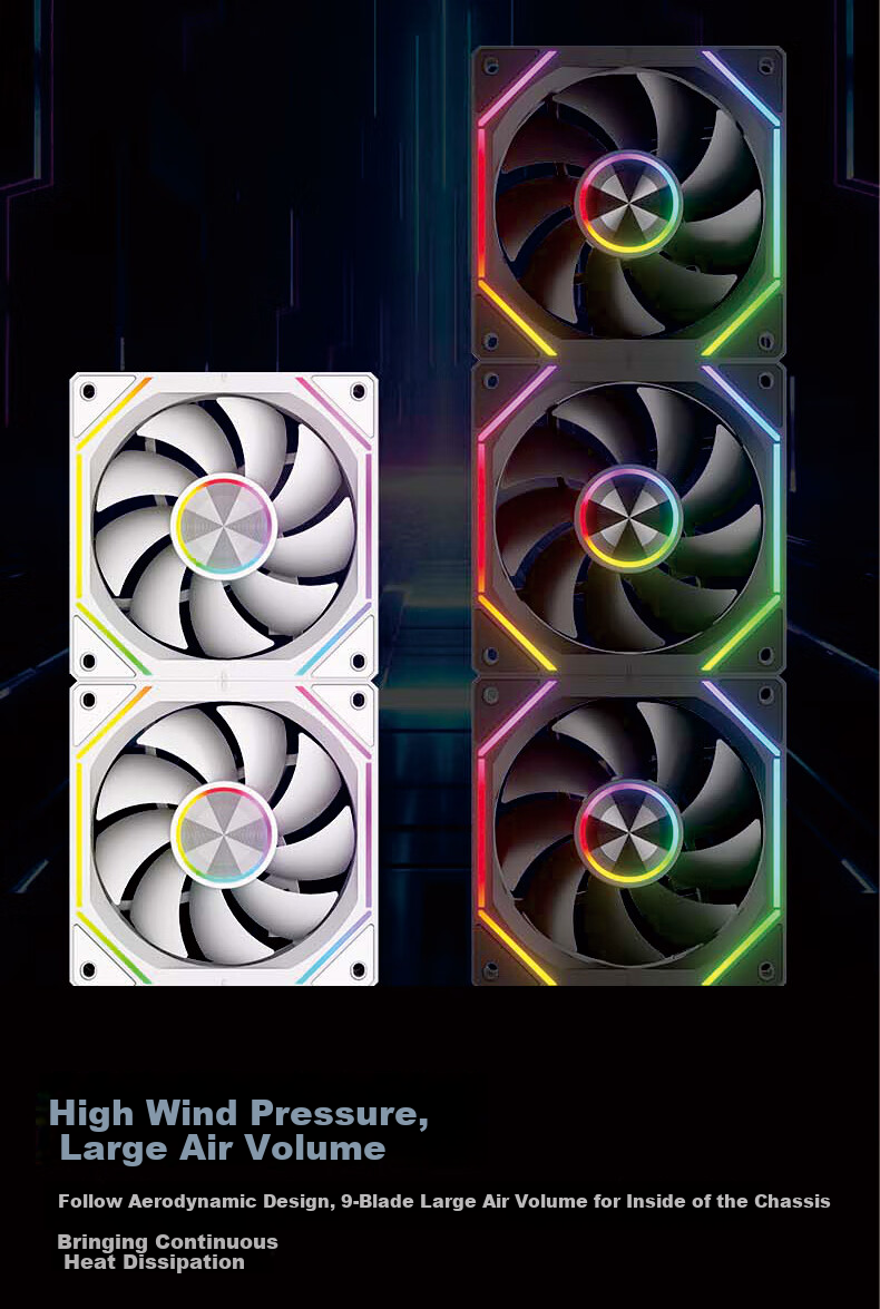 PowerTrain Prism 8RS Building Block Fan, 12CM Light Synchronization ARGB Case, Desktop Computer Cooling Fan, Infinite Mirror Light Effect, Single Pack, Black, Zhengye 7