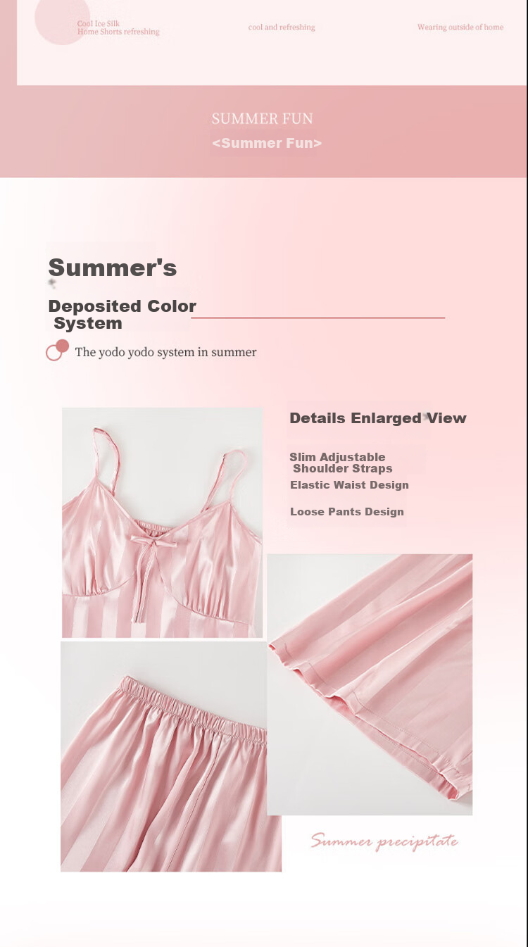 LangSha Women's Pajamas Summer Elegant Smooth Spaghetti Strap Two-Piece Set Wearable Outside Comfortable Pure Desire Loungewear Set 2026 2