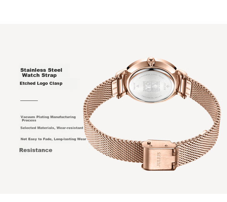 Julius Women's Watch, Fashionable Student Simple Elegant Trendy Waterproof Quartz Ladies Watch, Rose Gold White Face JA-1164LC 14